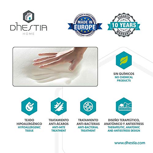 DHestia - Almohada Viscoelástica Carbono Activo Anti Malos Olores y Anti Humedades Doble Funda ViscoActive. (Pack 2 uds 75 cm)