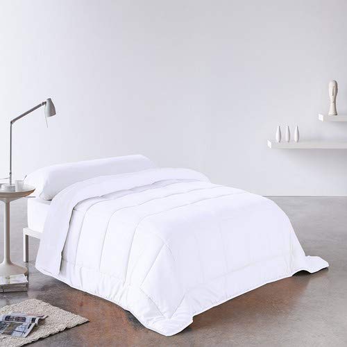 DHestia Edredón Relleno Nórdico Fibra Pluma-Eco 250 gr, Hipoalergénico, Anti-ácaros, (Cama 90-150x220 cm), Blanco, 150 x 220 cm