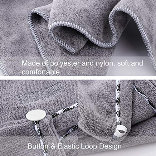 DHMAKER Toallas de Baño Turbante del Abrigo de Pelo Secado Rápido de Microfibra Suave Absorbentes de Agua Pelo Seco Capucha Bañera Ducha Toalla Turbante con Botón (Rosa + azul claro) 2 pcs