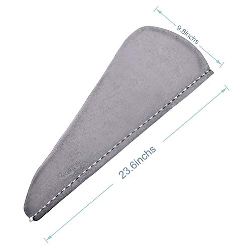 DHMAKER Toallas de Baño Turbante del Abrigo de Pelo Secado Rápido de Microfibra Suave Absorbentes de Agua Pelo Seco Capucha Bañera Ducha Toalla Turbante con Botón (Rosa + azul claro) 2 pcs