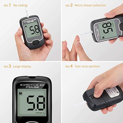 Diabetes Test Kit - Monitores De Glucosa En La Sangre Kit De Pruebas De Azúcar En La Sangre con 50 Tiras De Prueba Codefree Y 50 Lancetas para Diabéticos En Mmol/L, MG/DL,Mmol/l