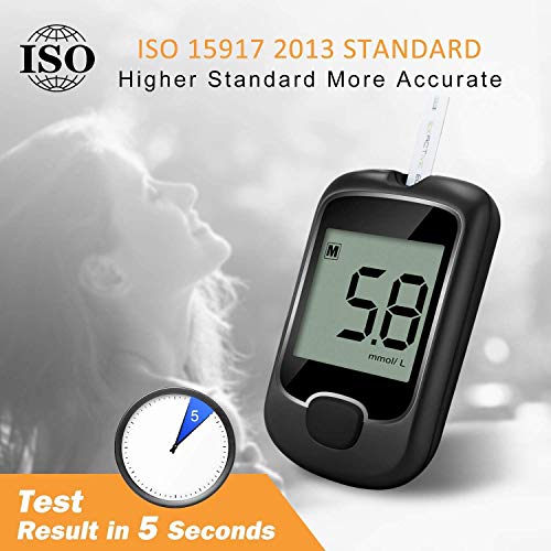 Diabetes Test Kit - Monitores De Glucosa En La Sangre Kit De Pruebas De Azúcar En La Sangre con 50 Tiras De Prueba Codefree Y 50 Lancetas para Diabéticos En Mmol/L, MG/DL,Mmol/l