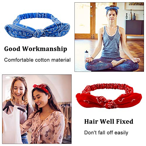 Diadema Elástica de Nudo 6pcs Pañuelo de Cabeza con Lazo Colores Boho Diademas Envolturas de Cabeza para Mujeres, Chicas