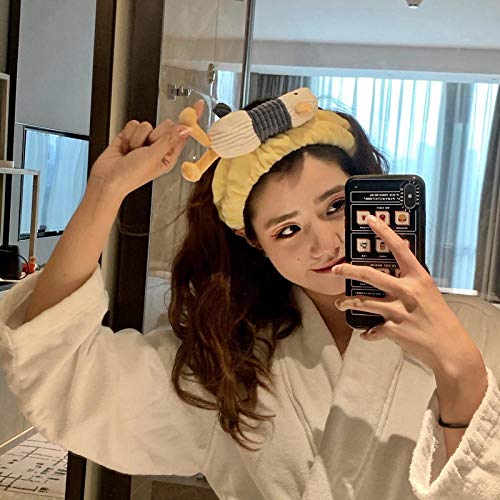 Diadema Mujer -2 Piezas, Diadema Elástica Terciopelo Coral Dibujos Animados Lindo, Diadema Ducha Lavado Maquillaje, Diadema Yoga Deportiva-Ratón gris