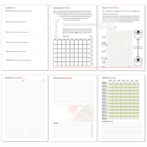 Diario A5 Diario, diario de dieta de adelgazamiento, registro de alimentos, Adelgazante Club, Dieting Diary Cualquier Plan, 'Recogedores Frigorífico'