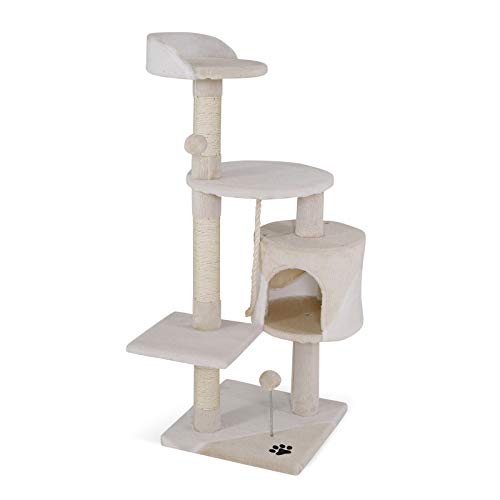 dibea Árbol rascador para Gatos, 112 cm (Beige/Blanco)