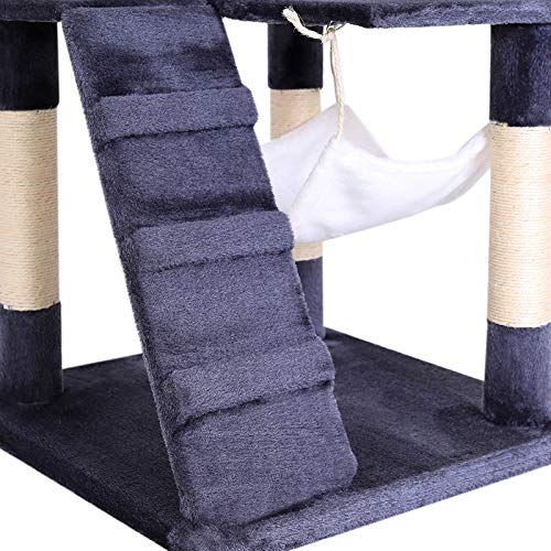 Dibea KB00355 Rascador para Gatos, 133 Cm, Árbol Escalador Arañar Juguete Gris y Blanco