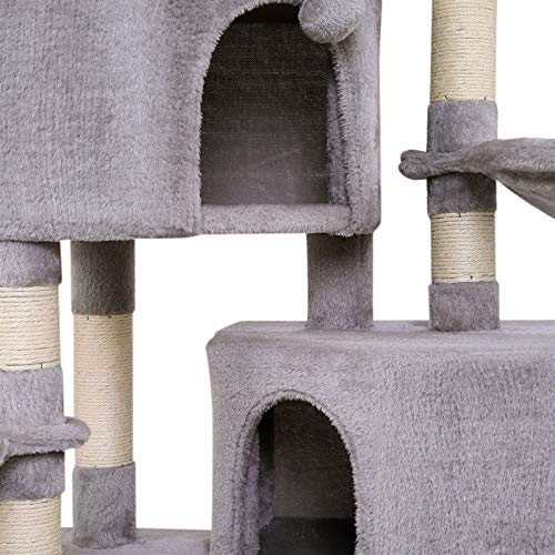 Dibea KB00365, Árbol Rascador para Gatos Acogedor y de 145 cm de Altura, Árbol Robusto para Trepar con Felpa Extra-Suave, Gris