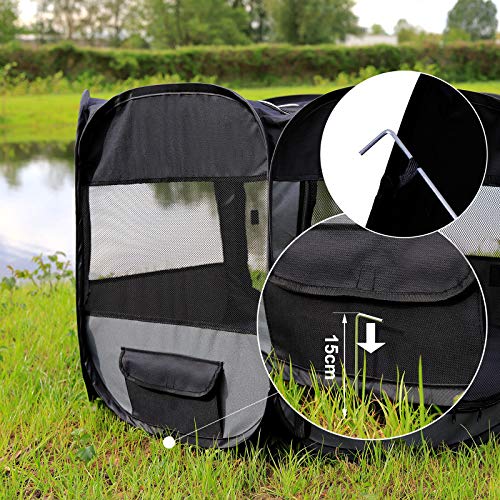 Dibea Pp00256 - Establo para Cachorros (Plegable), Color Negro y Gris