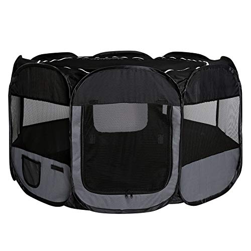 Dibea Pp00256 - Establo para Cachorros (Plegable), Color Negro y Gris