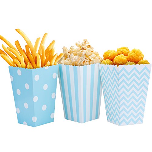 Diealles 36PCS Mini Caja de Fiesta de Palomitas Contenedor de Dulces para Los Bocados del Partido, Los Dulces, Las Palomitas y Los Regalos - Azul