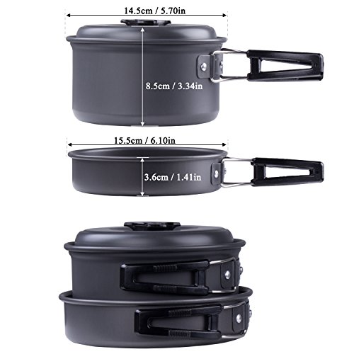 Diealles Utensilios Cocina Camping, Set Cocina Camping para Excursión, Acampada, Senderismo, Adecuado para 1-2 Personas