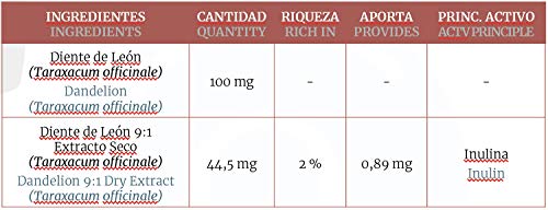 Diente de león 500 mg. (ext. seco) 100 comprimidos.