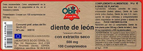 Diente de león 500 mg. (ext. seco) 100 comprimidos.