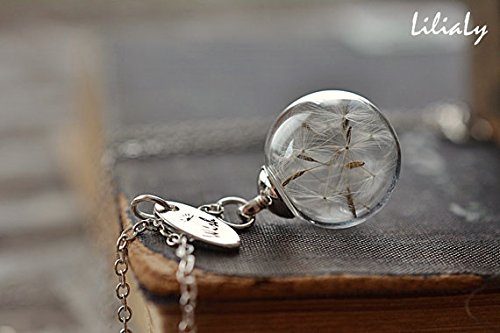 Diente de león Desea collar, collar de buena suerte, hacer un deseo colgante  terrario collar 。