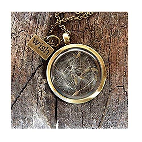 Diente de león Desea collar con camafeo, collar de semillas de diente de león, naturaleza, Make a Wish Joyería