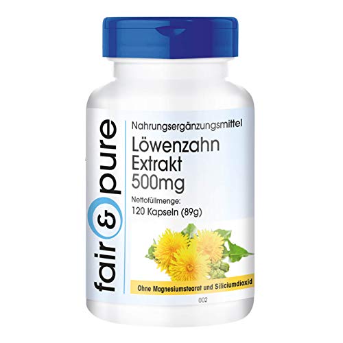 Diente de León en Cápsulas - Extracto de Diente de León 500mg - Vegano - Alta pureza - 120 Cápsulas