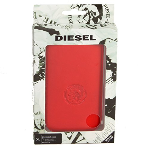 Diesel X01038 universal Slim Sleeve Funda, Carcasa, Piel Rojo/Red, 81 x 132 mm, para Nokia N900, Blackberry Torch/BOLD/Curve, HTC Touch HD, iPhone 3 G, 3 GS, 4, 4S, 5, 5 C, 5S, HTC One, Nokia E7, Samsung Galaxy Xperia, Galaxy S9000, HTC Desire, Moto Defy