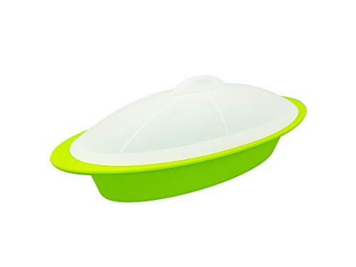 Diet MunHome Vaporera Color Verde | Estuche de Silicona para Microondas y Hornos | Cocina al Vapor | Vaporera Libre de BPA | Antiadherente | Soporta hasta 230º Grados.