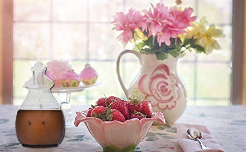 Difusor de Aromas – Nebulizador madera de nogal con Vidrio -Difusor Aromaterapia sin Agua – sin contacto con plásti-cos – No Tóxico – Vaporizador de Aceites Esenciales.