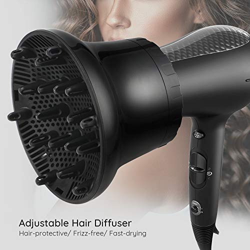 Difusor de secador de pelo, accesorio de difusor de cabello Segbeauty para herramienta de peinado de peluquería ondulada y rizada Sin frizz Secado rápido con boquilla de 1.58~2.48 pulgadas