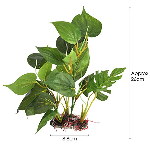 DIGIFLEX Decoración Hojas Verdes para Acuario 20cm Plantas Artificiales para Acuarios Que Lucen como Plantas Verdaderas
