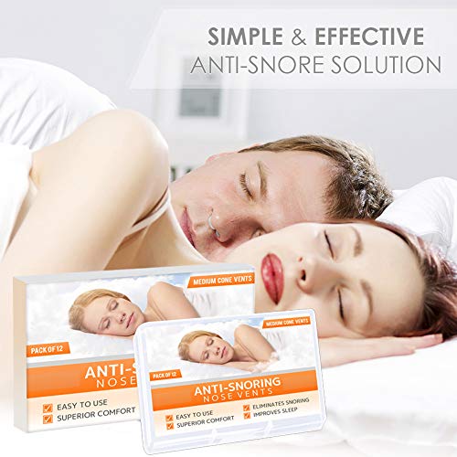 Dilatador antironquidos para el alivio nasal al respirar – Set de 12 dilatadores de silicona anti ronquidos de nariz de grado médico - tamaño MEDIANO – ayuda a dormir mejor - de Mobi Lock Beauty