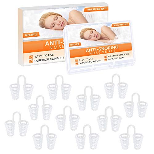 Dilatador antironquidos para el alivio nasal al respirar – Set de 12 dilatadores de silicona anti ronquidos de nariz de grado médico - tamaño MEDIANO – ayuda a dormir mejor - de Mobi Lock Beauty