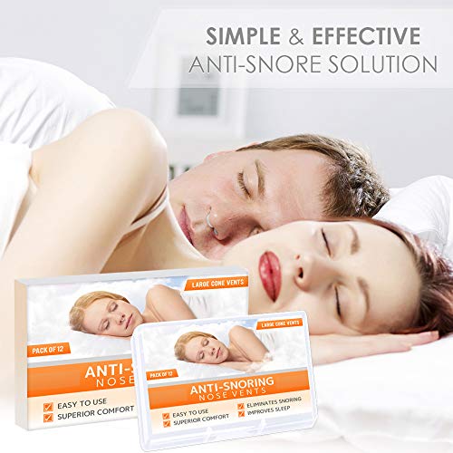 Dilatador antironquidos para el alivio nasal al respirar – Set de 12 dilatadores de silicona dura anti ronquidos de nariz de grado médico - tamaño GRANDE – ayuda a dormir mejor - de Mobi Lock Beauty