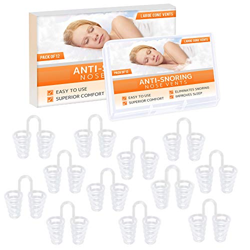Dilatador antironquidos para el alivio nasal al respirar – Set de 12 dilatadores de silicona dura anti ronquidos de nariz de grado médico - tamaño GRANDE – ayuda a dormir mejor - de Mobi Lock Beauty