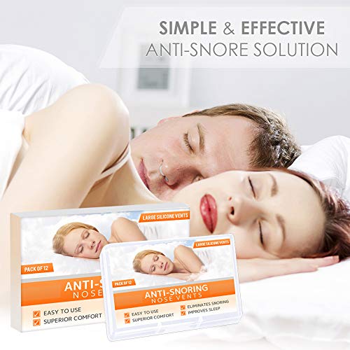 Dilatador antironquidos para el alivio nasal al respirar – Set de 12 dilatadores de silicona suave anti ronquidos de nariz de grado médico - tamaño GRANDE – ayuda a dormir mejor - de Mobi Lock Beauty