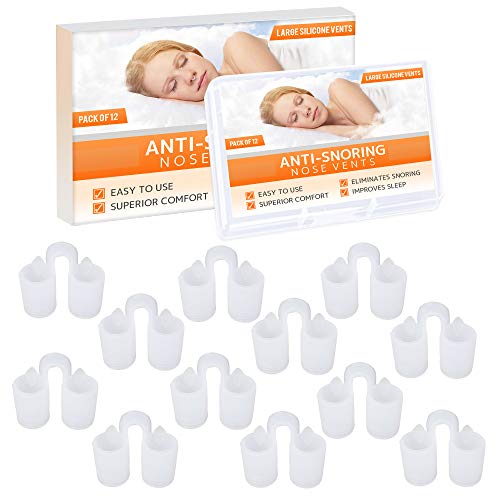 Dilatador antironquidos para el alivio nasal al respirar – Set de 12 dilatadores de silicona suave anti ronquidos de nariz de grado médico - tamaño GRANDE – ayuda a dormir mejor - de Mobi Lock Beauty