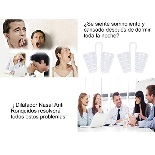 Dilatador Nasal Anti Ronquidos,Anti Ronquidos Bruxismo Rechinar,aliviar la apnea del sueño y ayudar a la congestión nasal, Respiración Fuerte, el Tabique Desviado y los Respiros Bucales (8 piezas)