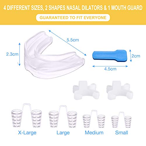 Dilatador Nasal Antironquidos Ferula Dental Anti Ronquidos Y Apnea Silicona de Grado Alimenticio, Solucion Ideal para Dejar De Roncar, 1 Ferula Bucal moldeable Y 6 Roncar Nariz
