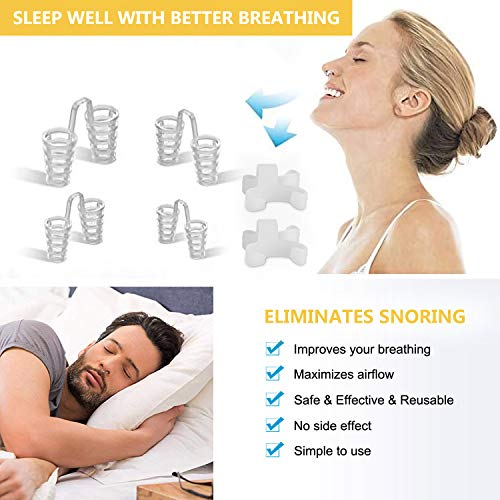 Dilatador Nasal Antironquidos Ferula Dental Anti Ronquidos Y Apnea Silicona de Grado Alimenticio, Solucion Ideal para Dejar De Roncar, 1 Ferula Bucal moldeable Y 6 Roncar Nariz