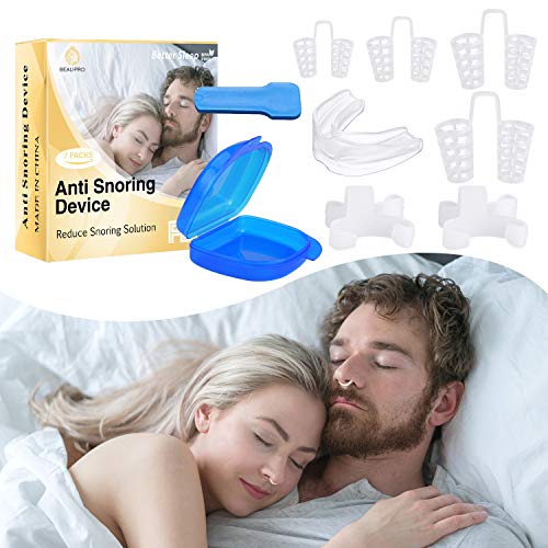 Dilatador Nasal Antironquidos Ferula Dental Anti Ronquidos Y Apnea Silicona de Grado Alimenticio, Solucion Ideal para Dejar De Roncar, 1 Ferula Bucal moldeable Y 6 Roncar Nariz