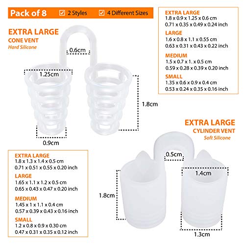 Dilatador nasal de alivio respiratorio - Paquete de 8 respiraderos nasales de silicona de grado médico, antirronquidos - Solución de ronquidos simple para respiradores nasales - de Mobi Lock Beauty