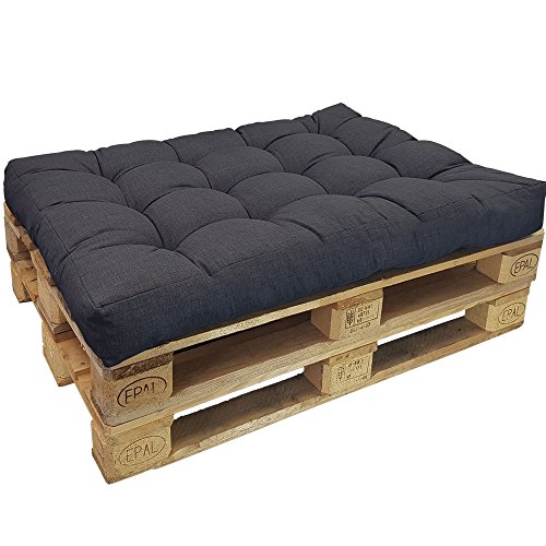 DILUMA Cojin para palés Confort - Cojin de Asiento o Respaldo para sofás palets - Repelente a Las Manchas (NO ES UN Set!), Color:Antracita, Variante:1x Asiento 120x80 cm