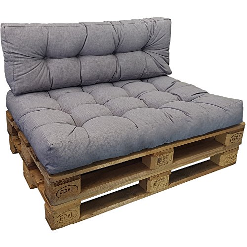 DILUMA Cojin para palés Confort - Cojin de Asiento o Respaldo para sofás palets - Repelente a Las Manchas (NO ES UN Set!), Color:Gris, Variante:1x Cojín De Respaldo 120x40 cm