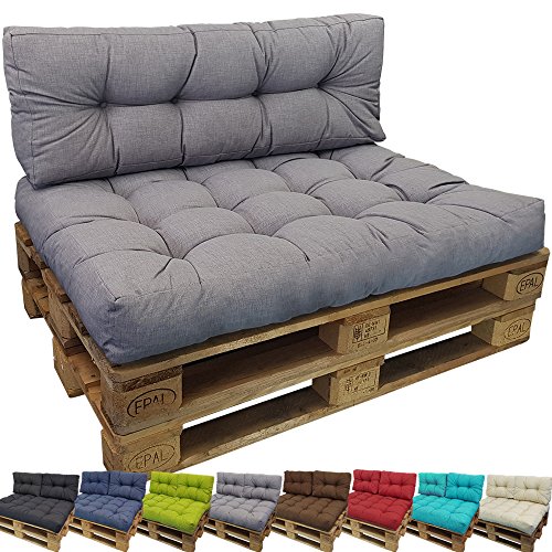 DILUMA Cojin para palés Confort - Cojin de Asiento o Respaldo para sofás palets - Repelente a Las Manchas (NO ES UN Set!), Color:Gris, Variante:1x Cojín De Respaldo 120x40 cm