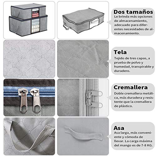 DIMJ Juego de 3 Bolsa de Almacenamiento de Ropa Plegable Gran Capacidad Bajo la Cama Organizador de Edredones con Ventana Transparente para Edredones Mantas Ropa
