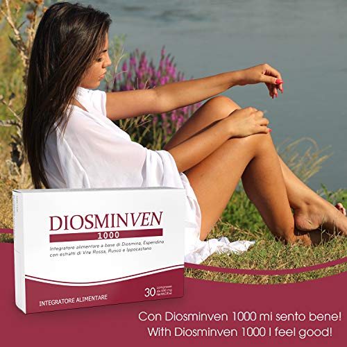Diosminven 1000 - Complemento alimenticio para el bienestar de la microcirculación - Piernas Cansadas - Hemorroides - 30 tabletas
