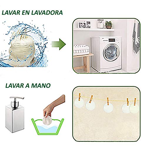 Discos Desmaquillantes, 16 Discos Desmaquillantes Reutilizables Hecho De Fibra Bambu y Algodon Con Bolsa De Lavado, Discos Desmaquillantes Reutilizables Ecologicos, Apto Para Todo Tipo De Pieles