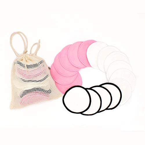 Discos Desmaquillantes, 16 Discos Desmaquillantes Reutilizables Hecho De Fibra Bambu y Algodon Con Bolsa De Lavado, Discos Desmaquillantes Reutilizables Ecologicos, Apto Para Todo Tipo De Pieles