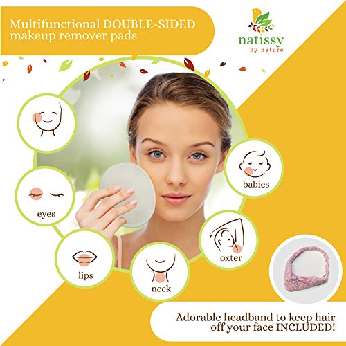 Discos Desmaquillantes Lavables Natissy de Bambú Bio, 12 Almohadillas Desmaquilladores Reutilizables HECHAS EN LA UE; Toallitas de Maquillaje para Todo Tipo de Pieles; Bolsa de Lavandería y Almacenar