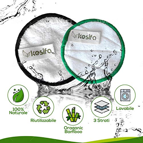 Discos Desmaquillantes Reutilizables 16 Algodones Desmaquillantes Lavables de Bambù Ecologicos Algodones Desmaquillantes  Bolsa de Lavado Esponja de Maquillaje, Aptos Para Todo Tipo de Pieles