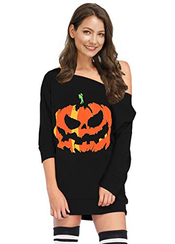 Disfraz de Halloween de G y PL para mujer, de manga 3/4 Jack-o-Lantern Negro XXL