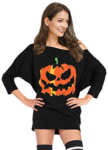 Disfraz de Halloween de G y PL para mujer, de manga 3/4 Jack-o-Lantern Negro XXL