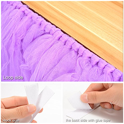 DishyKooker - Falda de tutú de tul esponjosa con adhesivo mágico mantel de tul para fiesta, boda, baby shower y decoración del hogar