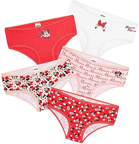 Disney Bragas Niña, Pack de 5 Bragas de Algodon 100% con Minnie Mouse, Ropa Niña Interior Braguitas Niña, Tallas 18 Meses - 12 Años, Regalos para Niñas (18-24 Meses)